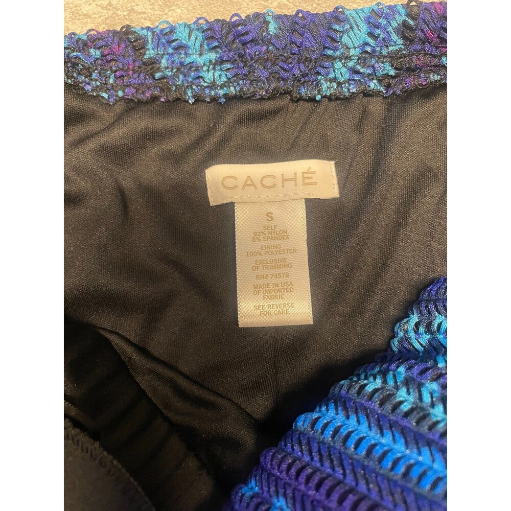 1990s Cache Small Ombre Chevron Blue Crochet Prom Cruise Wedding Guest - Picture 5 of 8
